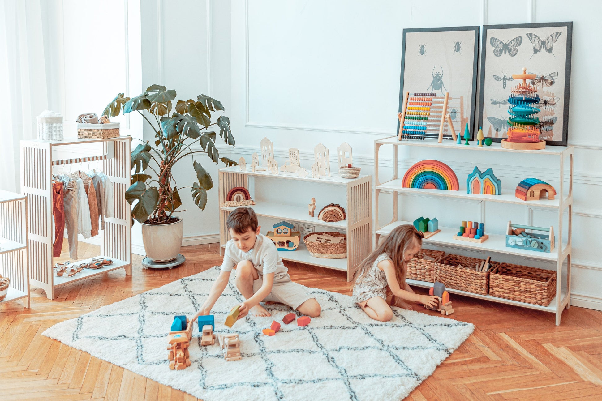 45.3 &quot; OKI Childrens bookcase | Toy storage | Toy shelf | Montessori furniture | Mid century bookcase