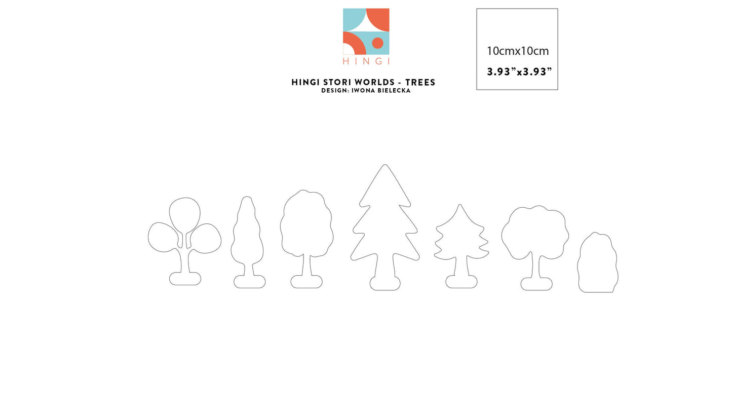 HINGI Stori Worlds - ARBRES | Jouet en bois | Jouet Montessori | Jouet créatif | Petite étagère du monde
